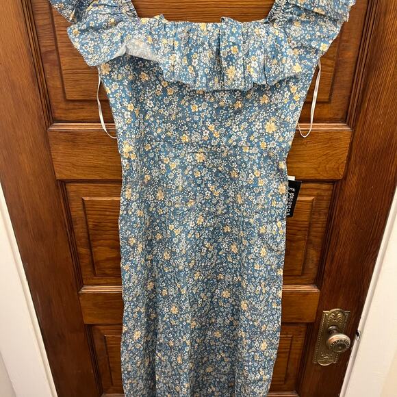 Zimmermann Carnaby Ruffle Neck Long Dress sz 4 US Indigo Blue NWT's $475 - Picture 3 of 16